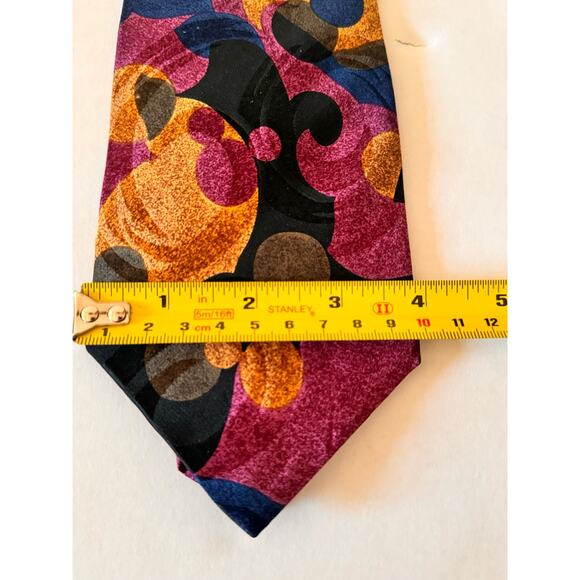 VTG Disney Mickey Mouse Tie Silk Purple Blue Swirl Abstract 90s Fathers Day Gift - Picture 8 of 9